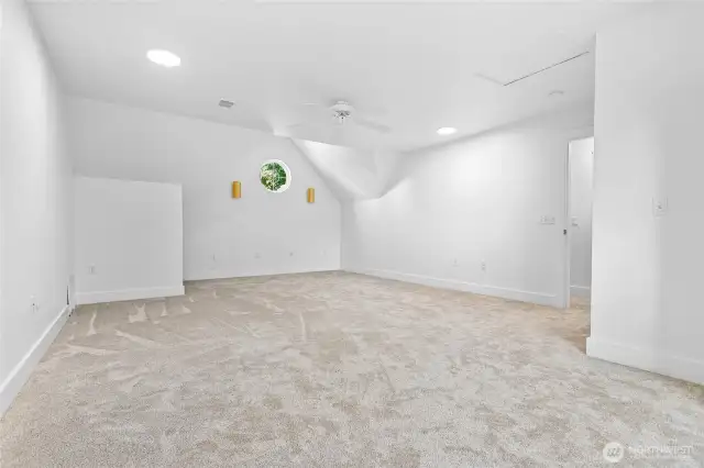 The partially vaulted ceiling adds character and makes the room feel even bigger.