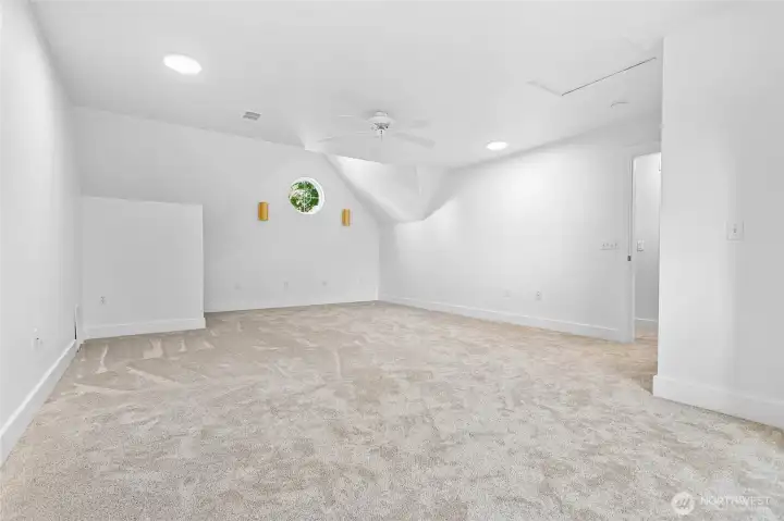 The partially vaulted ceiling adds character and makes the room feel even bigger.