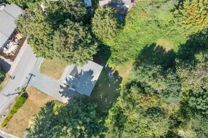 Looking down on the property.
