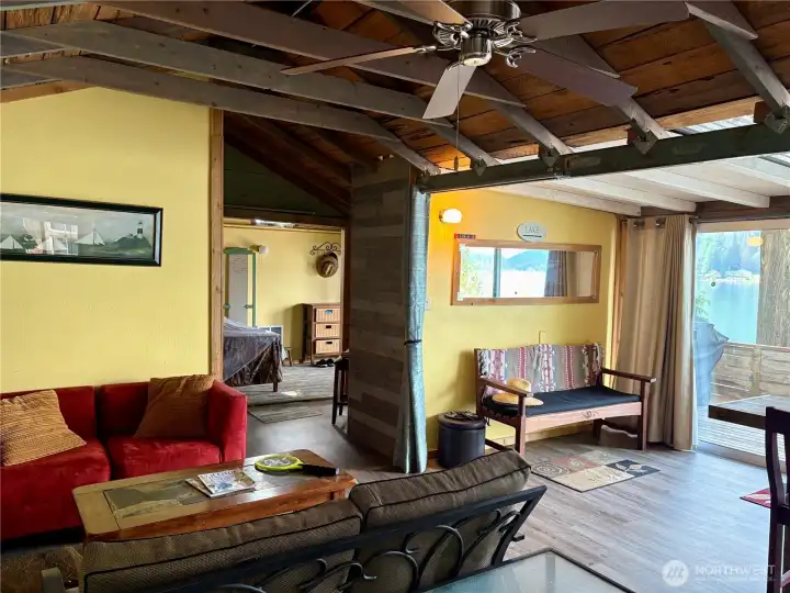 Living space with beautiful lake views.