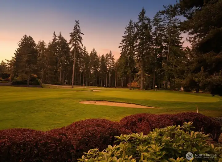 Only a few yards from the green.