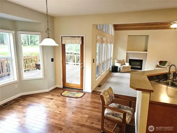 Dining area with view of golf green