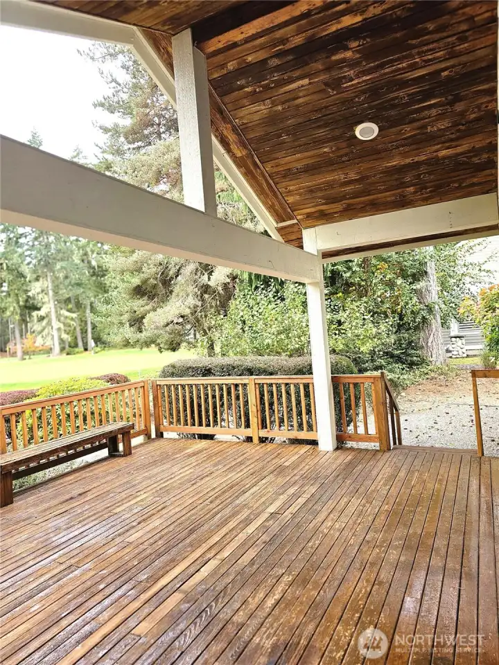 This partially covered back deck can extend your year-round use of the outdoors.