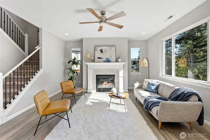 Great Room with large picture windows