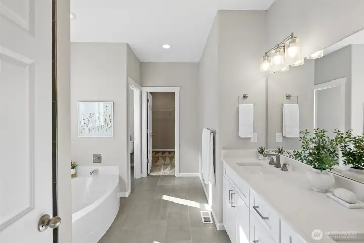 Primary Bathroom with dual sink vanity