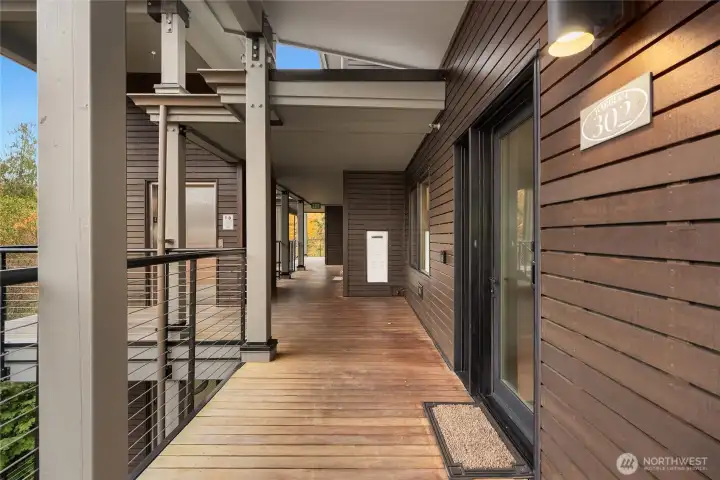 Easy elevator access from the covered parking below, leads you right to your door.