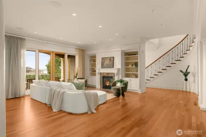 Brazilian Hardwood freshly refinished cover main floor.