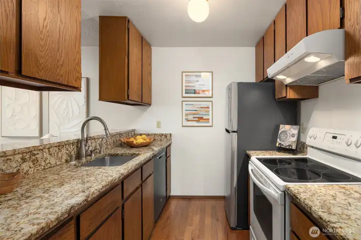 Hardwood flooring in the kitchen