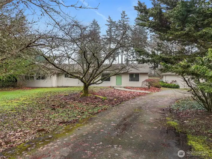 Long circular driveway leads you into the property.