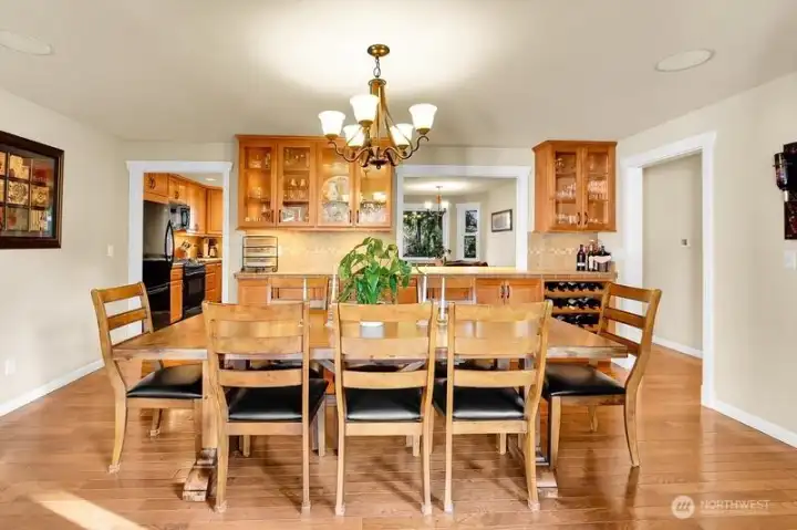 Plenty of room to entertain here and connects right to the French doors to the outside.