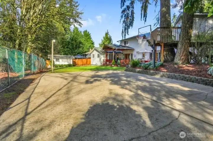Basketball anyone? Yes that's a fully lit sports court!