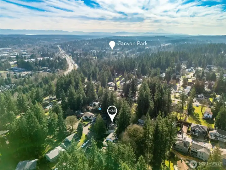 Just a mile and a half to Canyon Park and access to 405