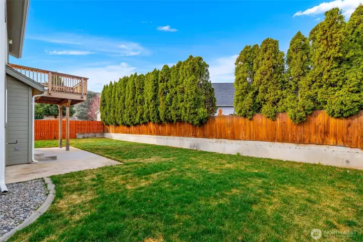 Privacy! Mature landscaping & curbing.