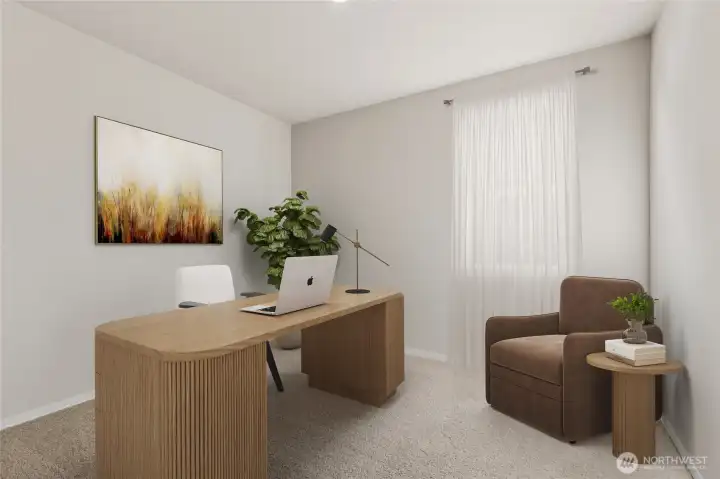 Bedroom 2 off garage - perfect for office space or playroom. *Finishes and options will vary.