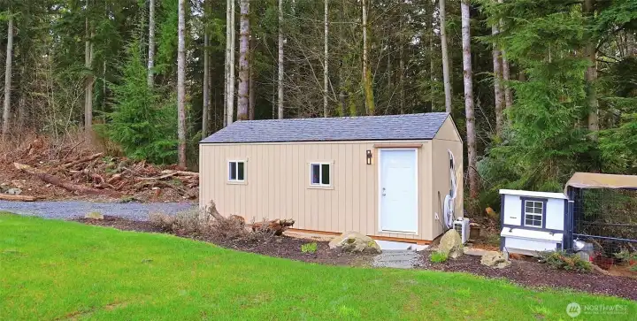 12x24 Outbuilding has power and a mini split for heating and AC. It is the perfect added work space 12x24 Outbuilding has power and a mini split for heating and AC. It is the perfect added work space