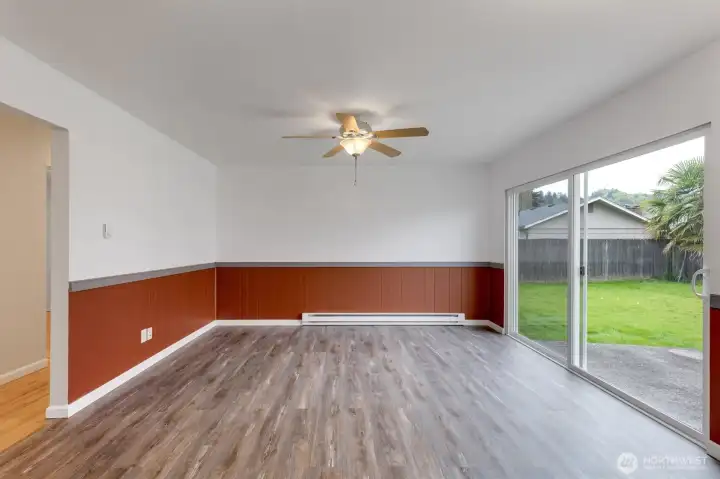 FLEX SPACE off of Kitchen, with Sliding glass door out to patio and backyard