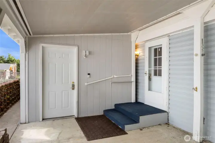 Two steps for backdoor entrance!  Door straight ahead is a storage space!