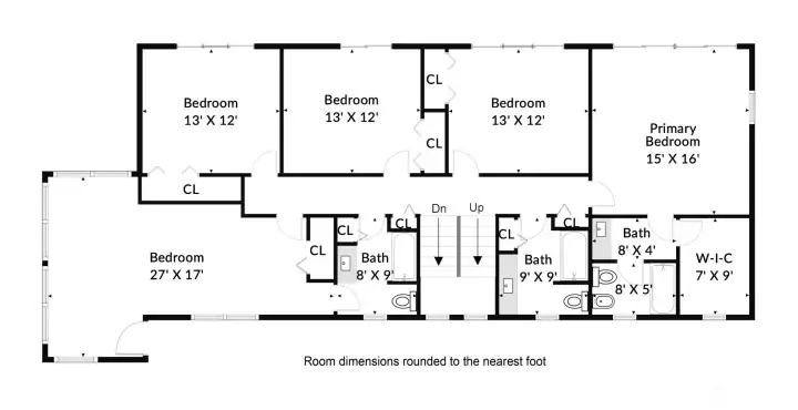 One floor down is the bedroom level where all bedrooms enjoy sweeping views of Seattle skyline One floor down is the bedroom level where all bedrooms enjoy sweeping views of Seattle skyline