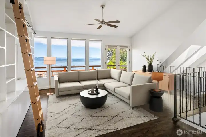 Upstairs family room (virtually staged) Upstairs family room (virtually staged)