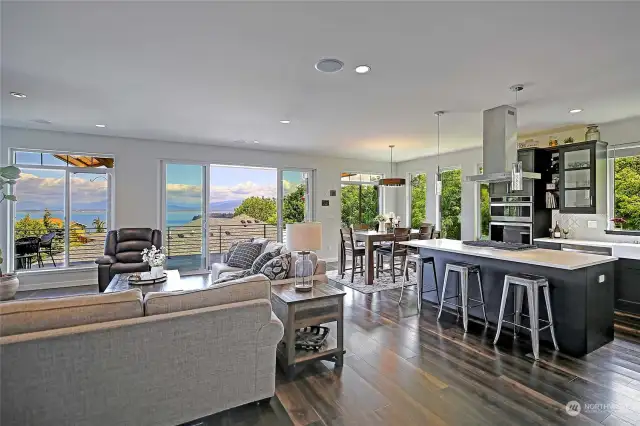 The fantastic living/dining/kitchen "great room".  So much light, views and check out all the gorgeous finishes!