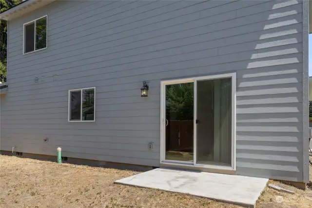 Sliding door out to the backyard.