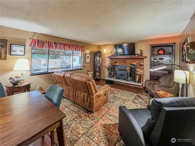 Living room with large windows for that morning sun.