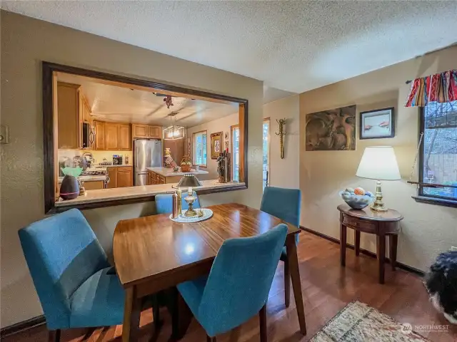 Dining area open to the kitchen.