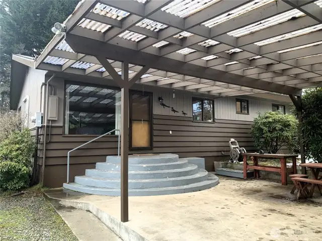 Back door leads to dining area.