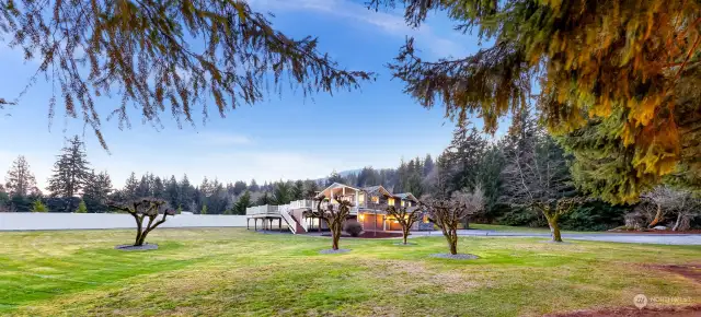 Viewing this beautiful home and yard from the campground like woods. You are sure to get to know the local deer as they bring their little ones around every year to the 5 apple trees in the yard.