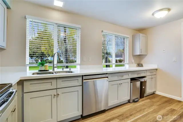 With a long, sunny prep area, you'll find places to create your coffee bar and herb garden.