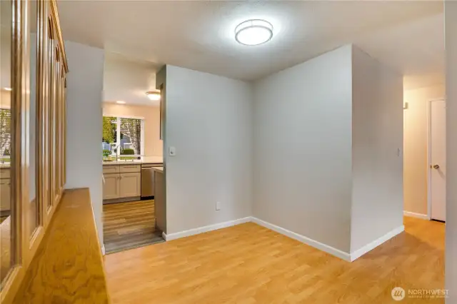This nook area can house a cute round table for dining, a comfy chair for reading, or your arts/crafts/desk space.