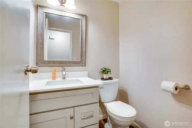 Remodeled 1/2 bath on the main floor for your guests.