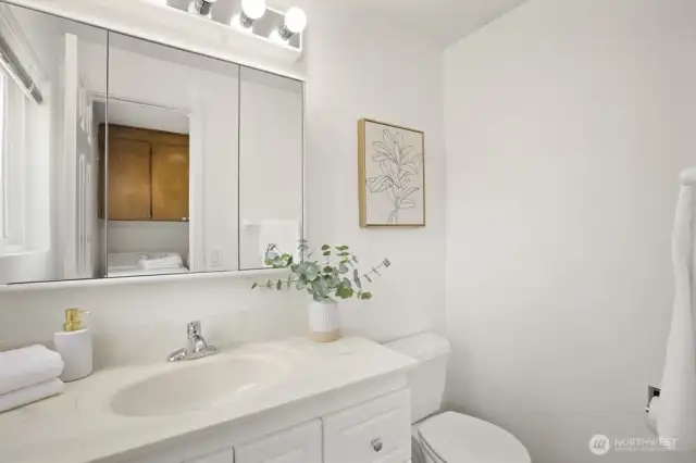 1/2 bath right off of laundry room.