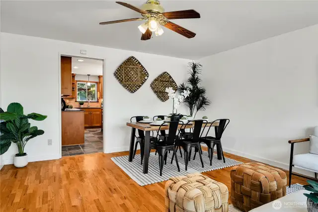 Large living/dining room has plenty of space for both sitting & dining areas