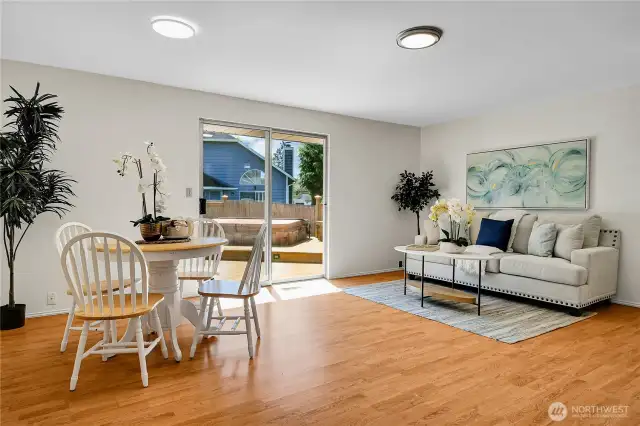 secondary living/family room with direct access to the backyard with slider