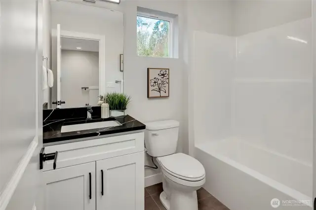 Third floor bathroom with full bathtub (Model Home Lot C101)