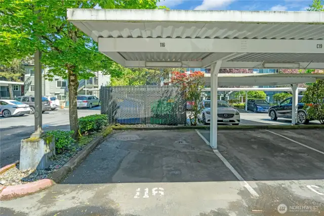 This unit has one assigned carport parking space and one uncovered parking spot.