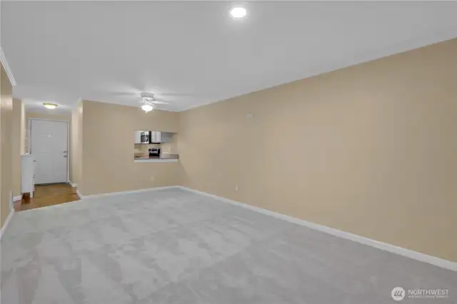 View from the living area towards the dining area.