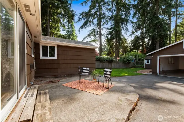 Here’s another look at the private backyard, offering even more space to garden, play, or unwind.
