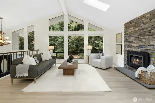 Vaulted ceilings & skylights make it so light and bright all year round.