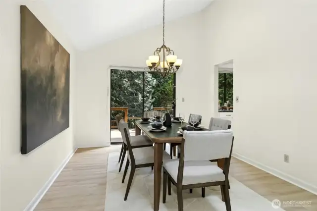 Dining room off the kitchen and access to the new deck.
