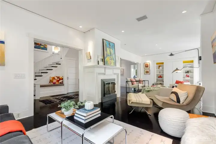 Open, living and dining rooms flow seamlessly