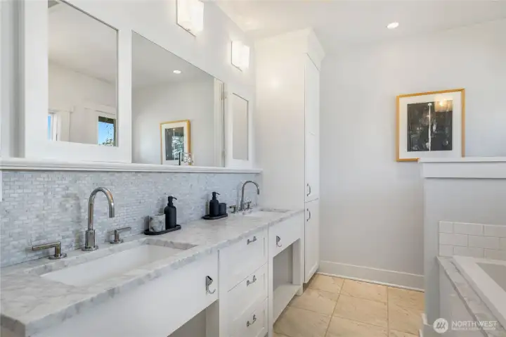 Double sink and Ann Sacks tile