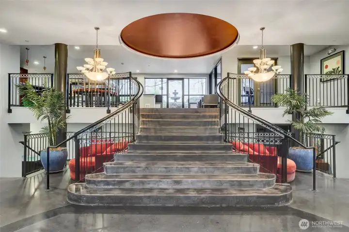 The grand entrance to The Athena welcomes you