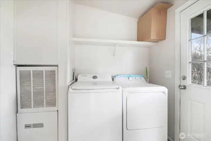 Rear door and laundry.