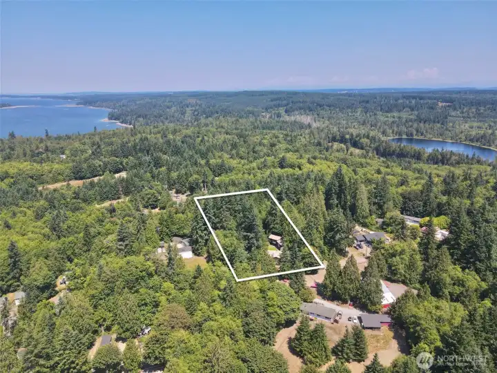 Overhead view with approximate boundaries in white.