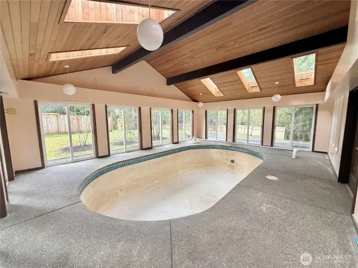 Covered indoor pool area