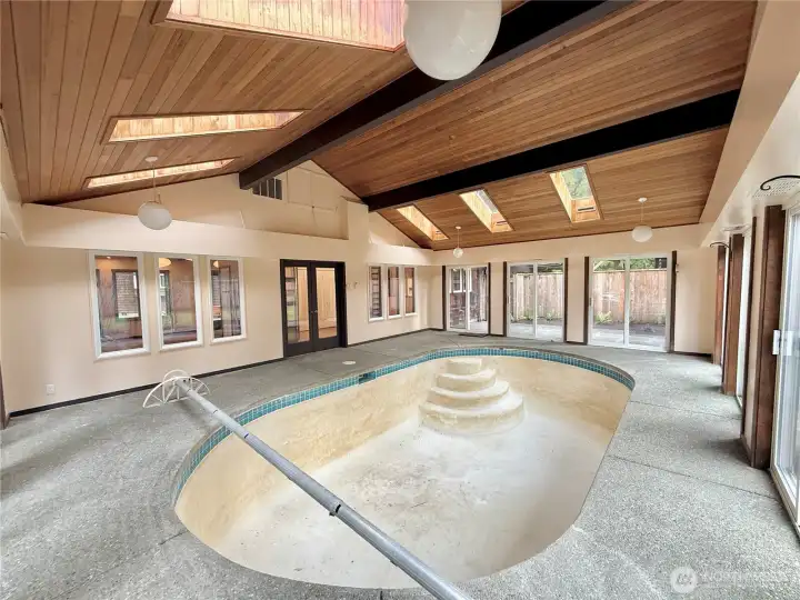 Covered indoor pool area