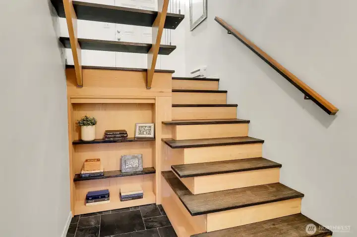 Book shelf door. closed. to hide storage or wine cellar
