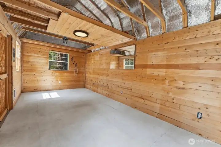 Inside is mostly finished and has power, heat, and cable for internet.